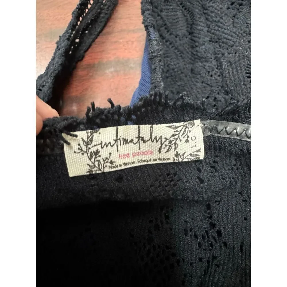 Free People Miley Black Lace Halter Bodysuit Size Large